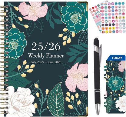 Planner 2025-2026,Agenda 2025-2026, July 2025 to June 2026 Monthly Weekly Calendar Planner with Month Tabs, 6.1" X 8.5" Hardcover Spiral Bound Cover for Daytimer Schedule Work School (A01)