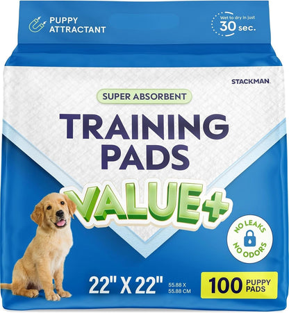 Pee Pads for Dog & Puppy Training [100-COUNT] Pet Potty Pads for Small Dogs 22" X 22" Leak-Proof Design - Quick-Dry Surface - Heavy Duty Absorbent Disposable Wee Pad - Dog & Puppy Products Bulk Pack