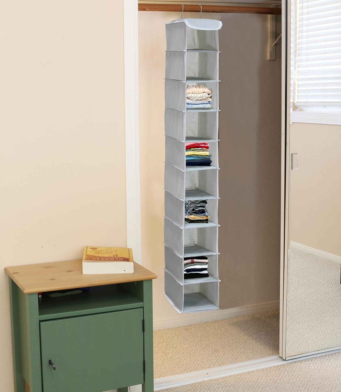 Simplehouseware 10 Shelves Hanging Shoes Organizer Holder for Closet, Grey