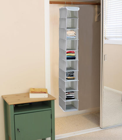 Simplehouseware 10 Shelves Hanging Shoes Organizer Holder for Closet, Grey