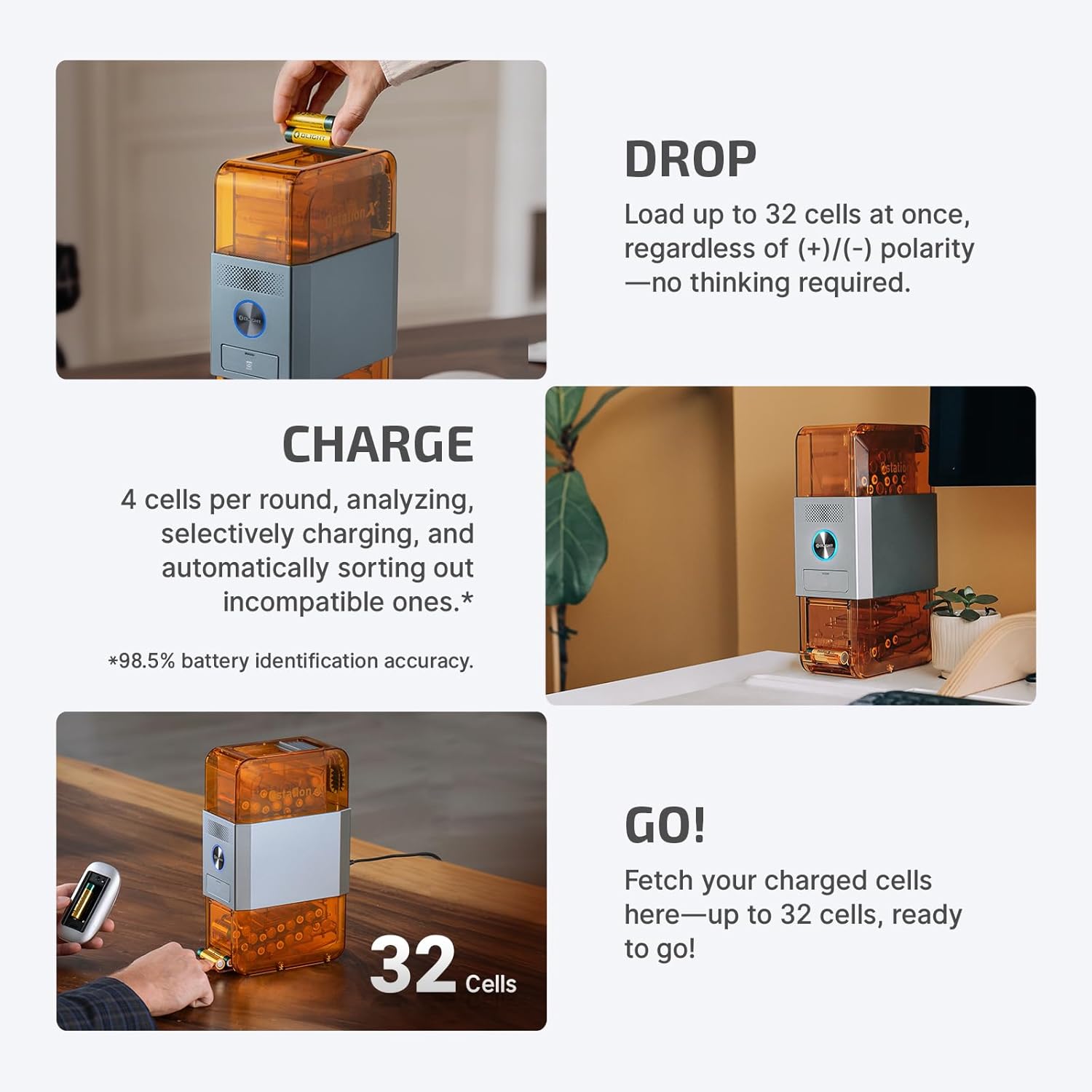 OLIGHT Ostation X Smart Battery Management System - 3-in-1 Automatic AA Rechargeable Battery Charger