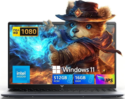 15.6" Laptop Computer with Processor(Up to 3.6Ghz), 16GB RAM 512GB SSD Laptop, Windows 11 Pro Traditional Laptops with FHD Screen, Webcam, Light&Thin, HDMI, Type-C, USB3.2