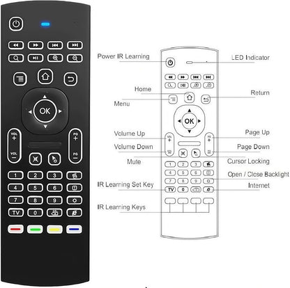 MX3 2.4G Air Remote Mouse Multifunctional with 7 Color Backlit Remote Control, Mini Wireless Keyboard & Infrared Remote Control Learning for Android TV Box, Projector, PC, Mac,Ps3,Pad,Xbox