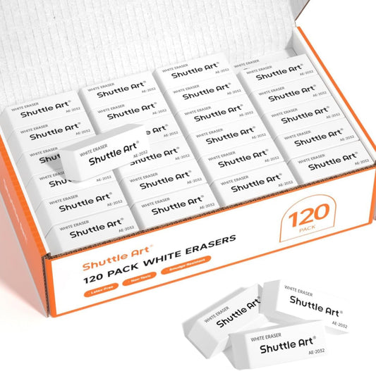 White Erasers,  120 Pack Erasers Bulk, Smudge Resistant Erasers for Pencils, School Supplies for Kids, Students, Teachers, Office