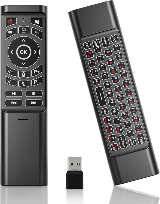 Air Fly Mouse Remote,2.4Ghz Remote Control with Air Mouse and Wireless Keyboard,Support for Android TV Box,Smart Tv,Projector,Pc,Windows,Htpc,All-In-One Pc/Tv,Mac Os,Linux,Plug and Play with USB