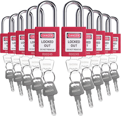 Lockout Tagout Locks, 5 Red Loto Locks Keyed Alike, Lock Out Tag Out Safety Padlocks, 2 Keys per Lock