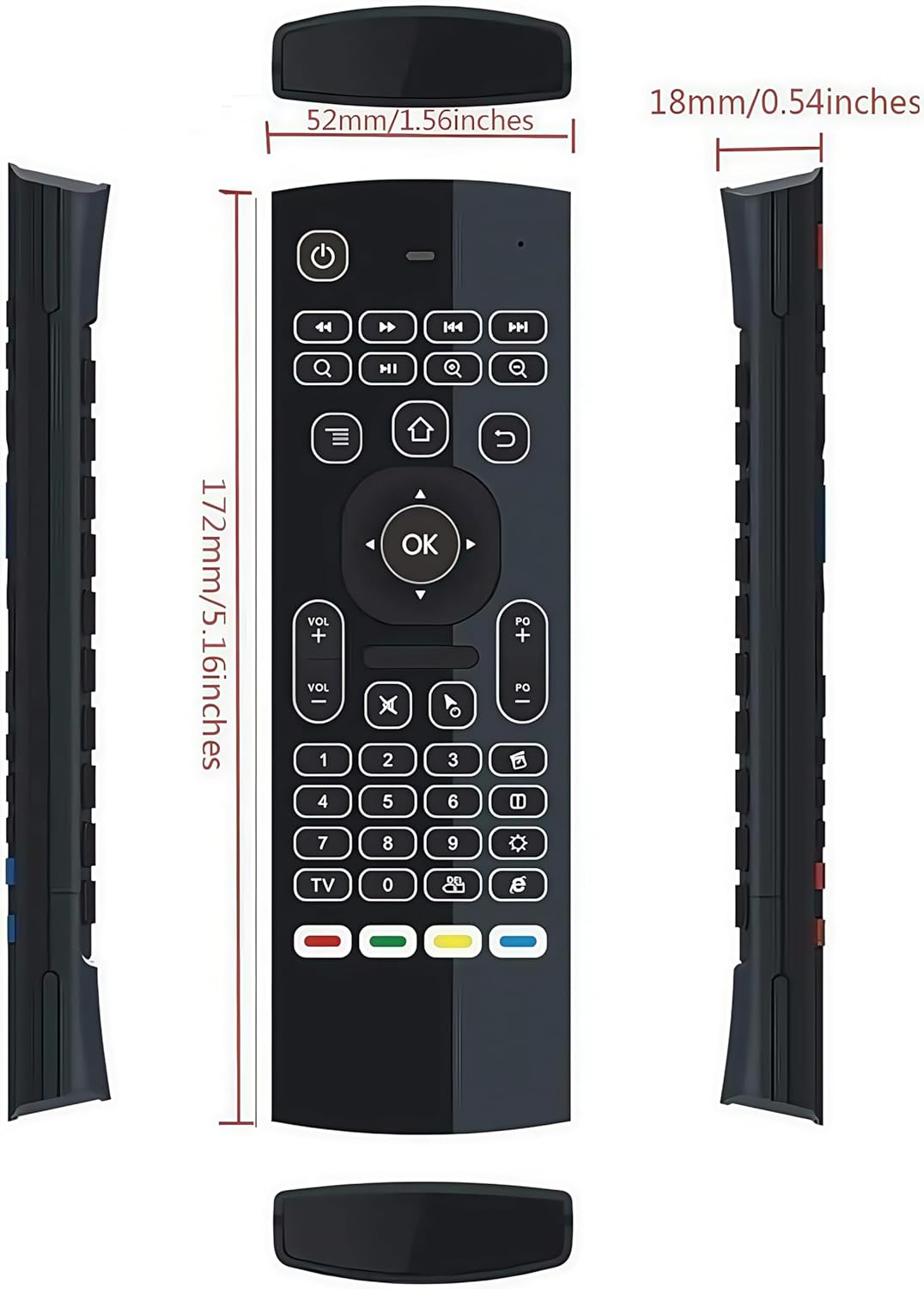 MX3 2.4G Air Remote Mouse Multifunctional with 7 Color Backlit Remote Control, Mini Wireless Keyboard & Infrared Remote Control Learning for Android TV Box, Projector, PC, Mac,Ps3,Pad,Xbox
