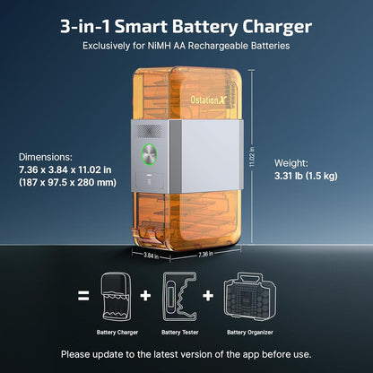 OLIGHT Ostation X Smart Battery Management System - 3-in-1 Automatic AA Rechargeable Battery Charger