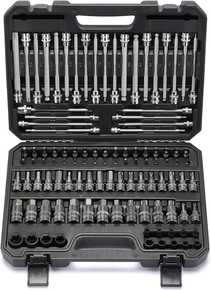 Mayouko 107-Piece Master Bit Socket Set - 1/4", 3/8" & 1/2" Drive with Torx, Hex, Ball End & SAE/Metric Bits