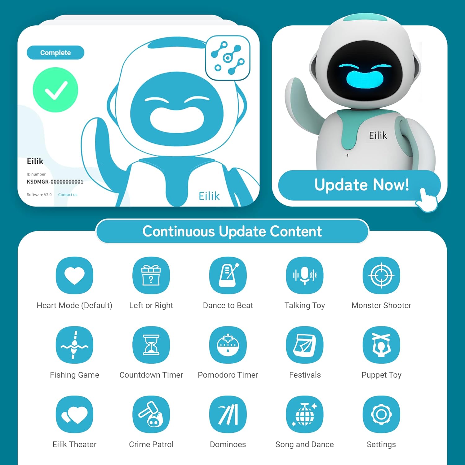 Eilik Interactive AI Robot Companion - Smart Desktop Pet with Emotional Intelligence, Touch Sensors & Voice Recognition for Kids & Adults