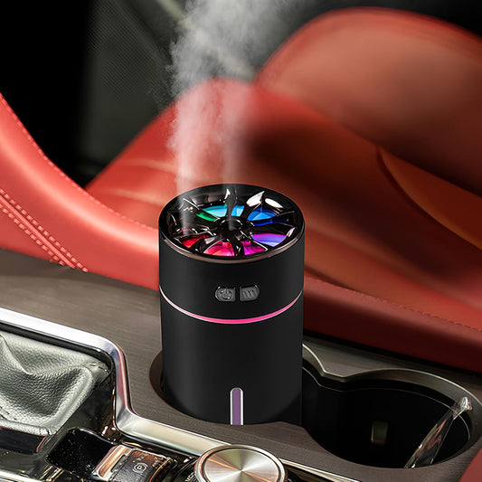 Waterless Car Diffuser for Essential Oils, 300Ml Dual Nozzle Battery Powered Humidifier, Smart Car Air Freshener Diffuser with Colorful Lights & Various Spray Modes for Cars Office Home(Black)