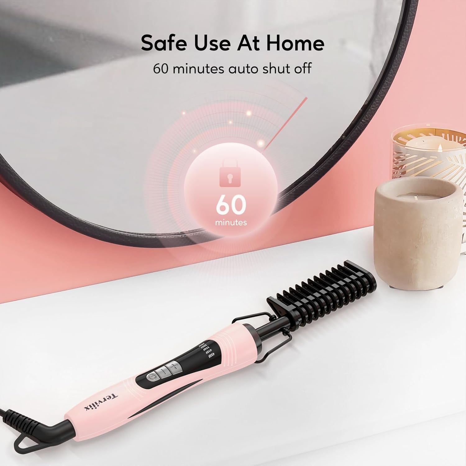 Electric Hot Comb by , Pressing Combs for Black Hair, Wigs & Beard, Anti-Scald Straightening Comb with Keratin & Argan Oil Infused Teeth, Temperatures Adjustable, 60 Min Auto Shut Off