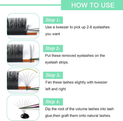 Easy Fan Volume Lashes C-0.05-14 Volume Lash Extensions Rapid Blooming Lashes 9 to 20 Mm Mega Volume Lash Extensions C D Curl Flowering Lash Extensions Rapid Blooming Eyelash Extensions（C-0.05,14Mm）