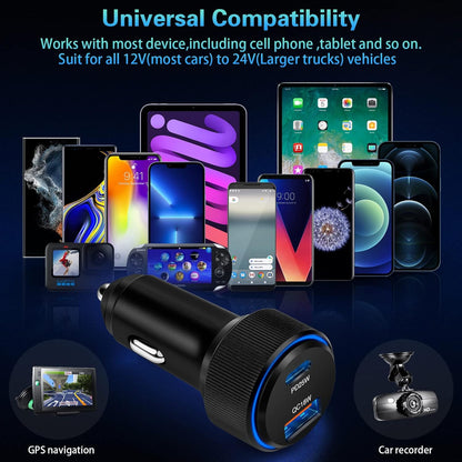 Car Charger,43W USB C Car Charger 2Pack PD Fast Charge,Cigarette Lighter Adapter Work for Iphone16 15 14 13 12 11 Pro Max Mini XR X 8 Ipad Samsung S22 S21 Google