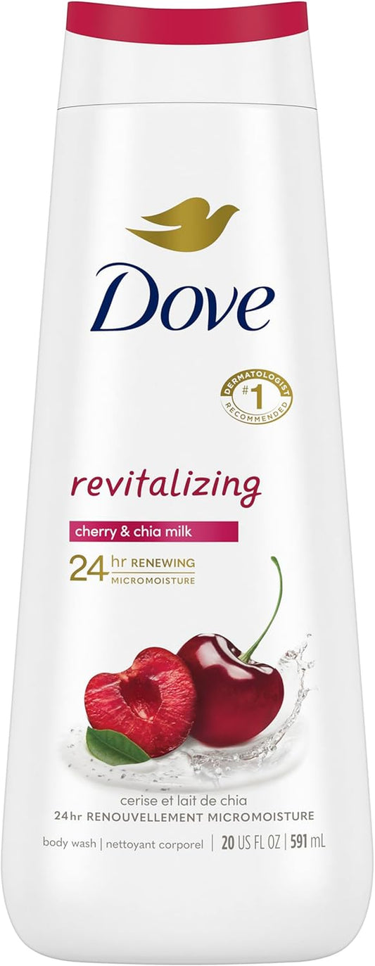 Body Wash for 24Hr Lotion-Soft Skin Revitalize Cherry and Chia Milk Moisturizing Skin Cleanser with No Sulfates No Parabens 591 Ml
