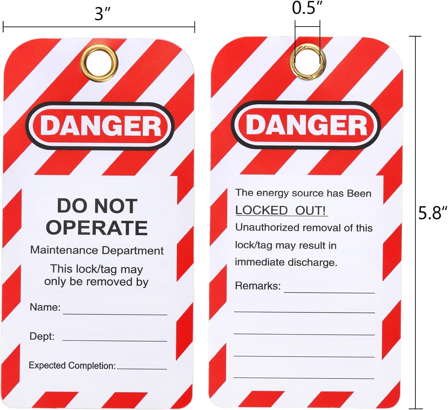 Set of 50 Lockout Tagout Tags with Zip Ties – “Danger Do Not Operate” Safety Tags, Tear & Water Resistant, OSHA Compliant, Out of Service & Equipment Repair
