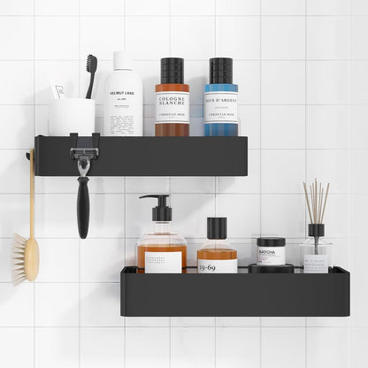 Large Shower Caddy - 2 Pack Adhesive Shower Organizer, Drill-Free Shower Shelves for inside Shower, Rustproof Bathroom Shelf Shower Shelf for Bathroom, Black