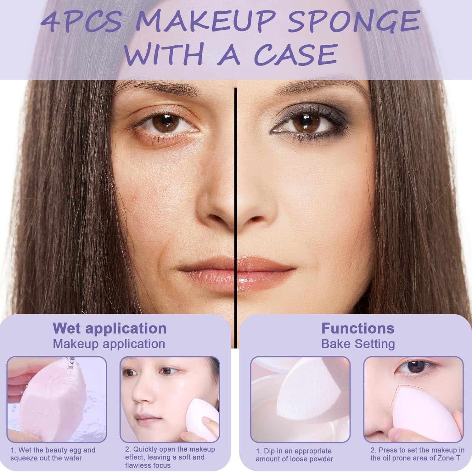 Makeup Sponge, Beauty Blender Multi Color Make up Sponge Set, 7Pcs/Set Makeup Sponge with Storage Container, Includes 4Pcs Beauty Egg and 3Pcs Mini Beauty Egg
