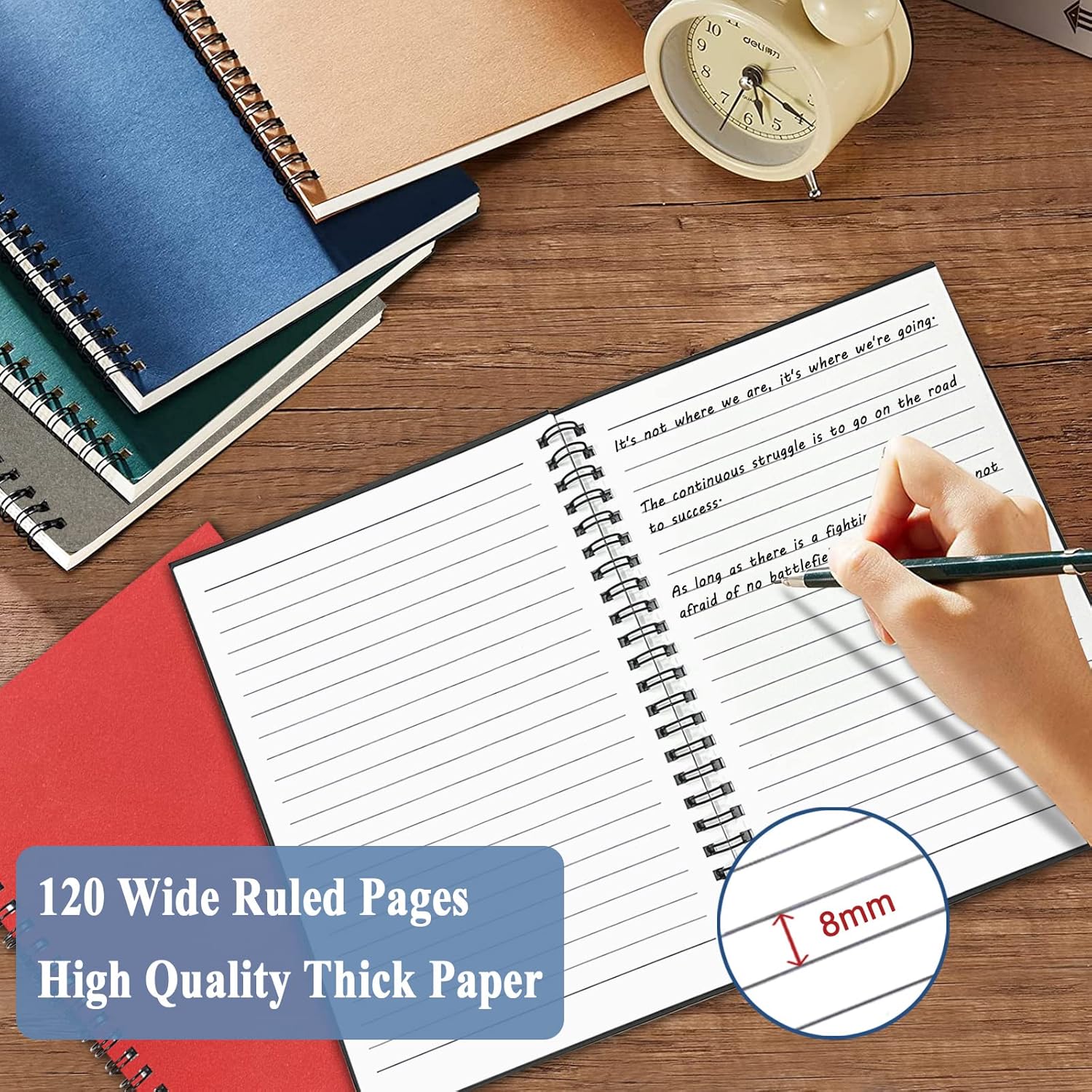 Set of 6 Spiral Notebook Pack, 5.7”X8.3” 120 Pages A5 Notebook Spiral Colored Kraft Soft Cover Lined Notebook College Ruled Coil Notebook Spiral Journal Bulk for Writing Work Office School Supplies