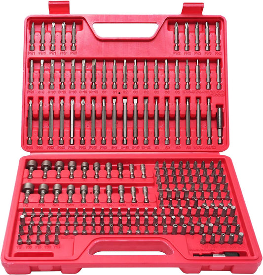 208 Piece Screwdriver Bit Set, Impact Driver Bit Set, S2 High Grade Carbon Steel Drill Bit Set with Security Bits, Nut Drivers, Torx, Slotted, Phillips, Square, Pozi, Hex, Socket, Tools Box