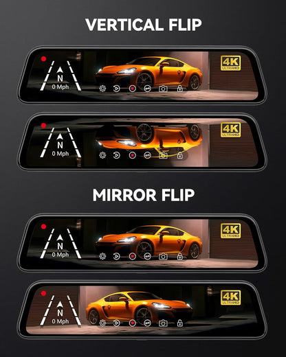 G840S 12" 4K Rear View Mirror Camera, 2160P Full HD Smart Mirror Dash Cam for Cars & Trucks, Mirror Front and Rear View Dual Cameras, Night Vision, Parking Assistance, Included 32GB Card & GPS