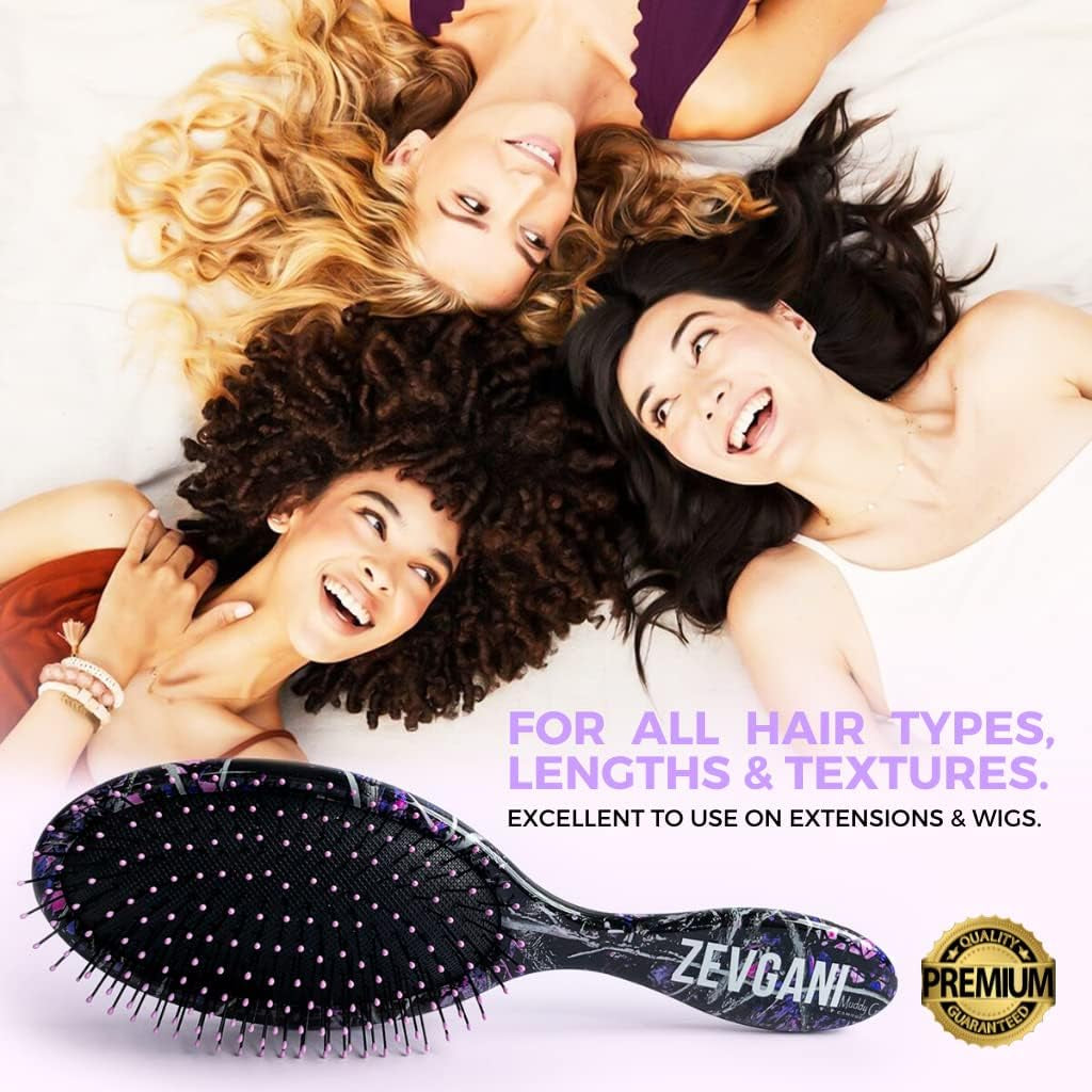 Detangling Hair Brush, Soft Bristle Wet Hair Brush for Women Men Kids Thick Curly Thin Long Short Dry Wet Hair Detangler Smoothing Brush, Brosse a Cheveux, Muddy Girl (Pink)