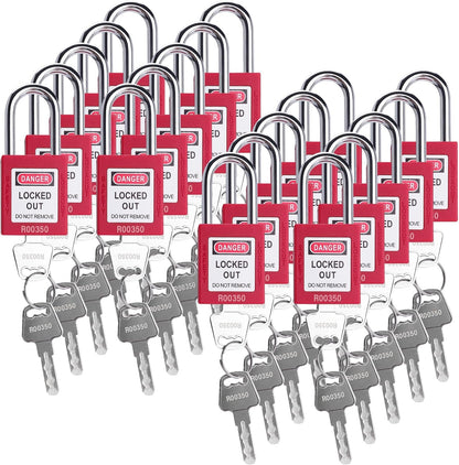 Lockout Tagout Locks, 5 Red Loto Locks Keyed Alike, Lock Out Tag Out Safety Padlocks, 2 Keys per Lock