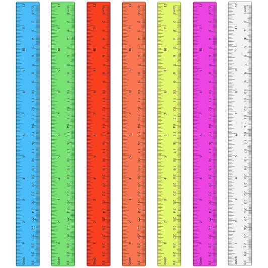 21 Pack Clear Plastic Rulers 12 Inch Ruler for School Transparent Ruler with Inches and Centimeters Assorted Color Ruler Clear Kids Ruler for School, Home and Office