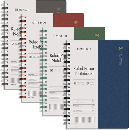 4 Pack Spiral Notebook College Ruled, 640 Pages 100 GSM Thick Paper, A5 Small Plastic Hardcover Lined Journals for Women Men Work School Writing, 5.7" X 8.22"