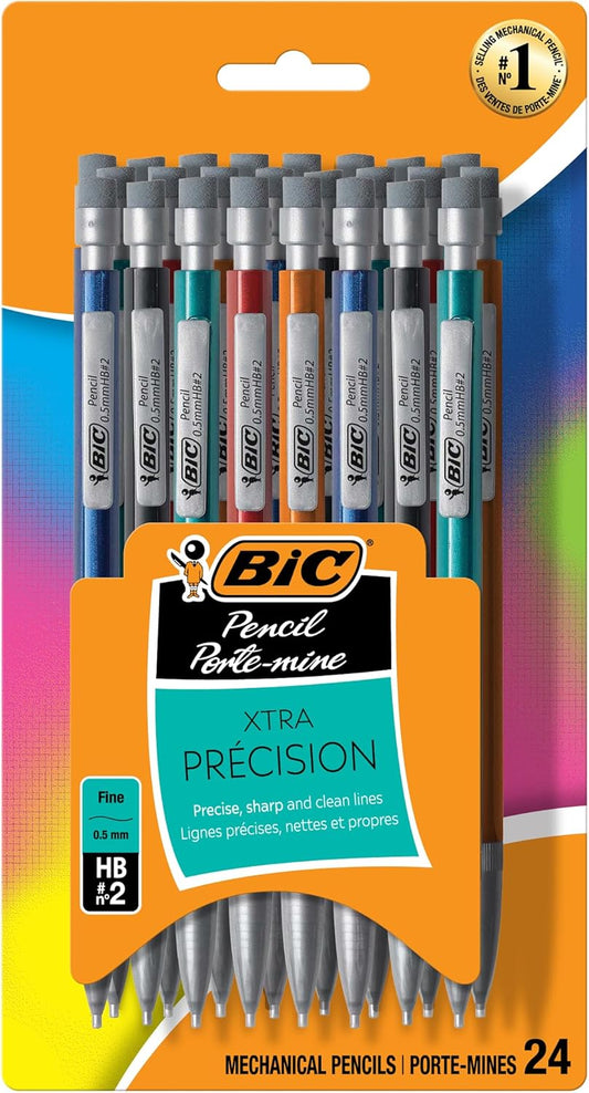 Bic Extra Precision 0.5 Mm Point, Retractable and Refillable Mechanical Pencil, 24-Count