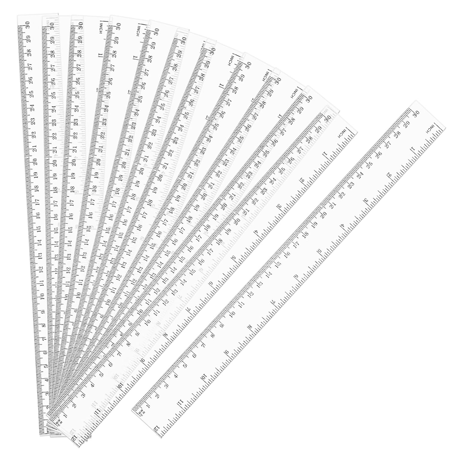 Clear Plastic Ruler 30cm 12 Pack, Plastic Ruler for School Supplies, Metric Ruler & Clear Ruler with Centimeters/Inches