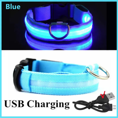 GlowSafe™ 3-in-1 LED USB Rechargeable Pet Collar – Adjustable Night Safety Collar for Dogs & Cats