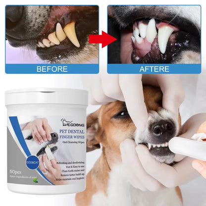 Pet Cleaning Wipes Dog Dental Finger Wipes Remove Tartar Deoderant Puppy Teeth Oral Cleaning Tool Cat Disposable Grooming Tools