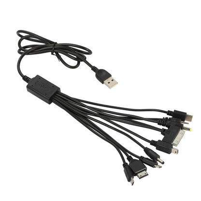10 in 1 Universal Multifunction Cable Fit USB Charger Cell Mobile Phone Mp4 Zaf Black