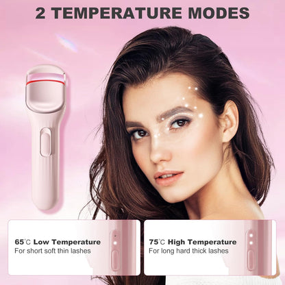 Heated Eyelash Curler Professional- Naturally Curling Eye Lashes with Innovative Heating Silicone, Electric Eyelashes Curler with 600Mah Rechargeable Battery EC4001 (Pink)