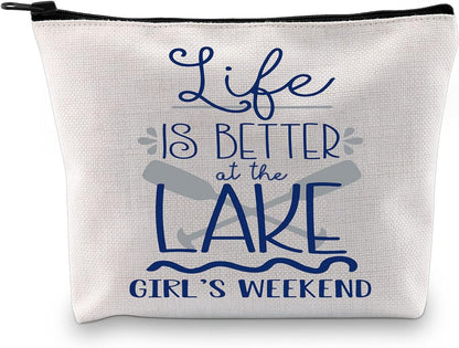 Girls Trip Gift Getaway Weekend Gift Life Is Better at the Lake Girls Weekend Toiletry Makeup Bag (Life Is Better at Lake CA)