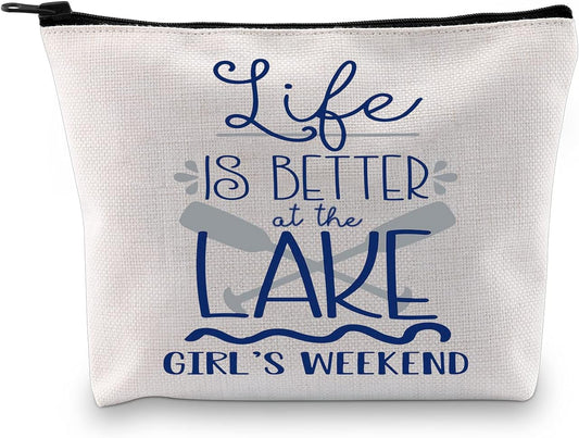Girls Trip Gift Getaway Weekend Gift Life Is Better at the Lake Girls Weekend Toiletry Makeup Bag (Life Is Better at Lake CA)