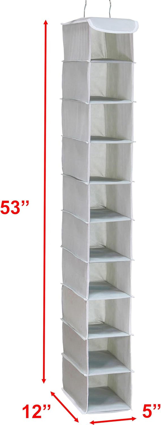 Simplehouseware 10 Shelves Hanging Shoes Organizer Holder for Closet, Grey