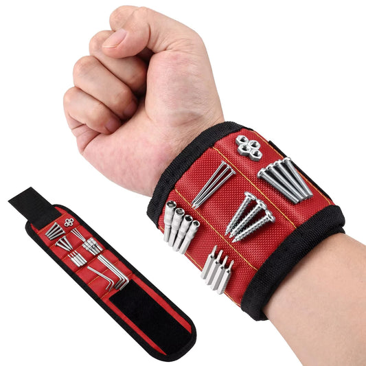 Professional Magnetic Wristband Tool Holder - Adjustable Electrician's Wrist Belt for Screws, Nails & Small Hardware