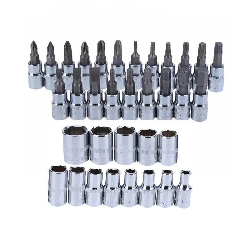 Professional 46-Piece Car Repair Tool Kit - Complete 1/4" Socket & Ratchet Set with Torque Wrench