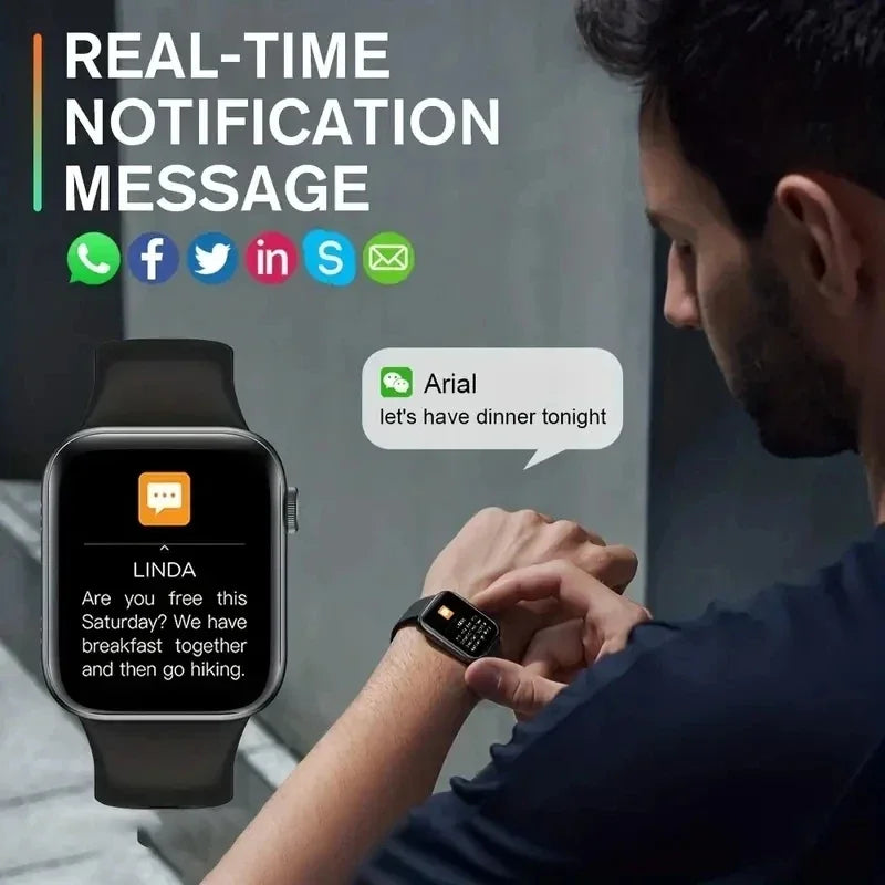 TechSync X1 Smartwatch - 1.73" OLED Health Monitor with Bluetooth 5.0
