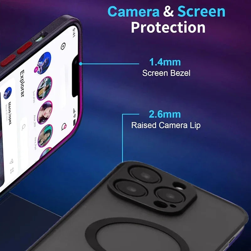 Magnetic Mobile Phone Case with Stand for Iphone 16 Pro Max 15 14 plus 13 12 Mini 11 Translucent Cover with Kickstand