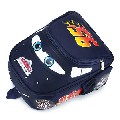 3D Cartoon Car-Shaped Kids Backpack – Large Capacity Kindergarten Schoolbag for Boys & Girls