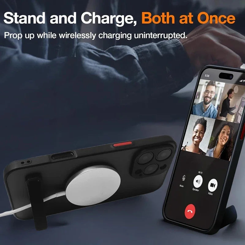 Magnetic Mobile Phone Case with Stand for Iphone 16 Pro Max 15 14 plus 13 12 Mini 11 Translucent Cover with Kickstand