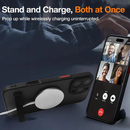 Magnetic Mobile Phone Case with Stand for Iphone 16 Pro Max 15 14 plus 13 12 Mini 11 Translucent Cover with Kickstand