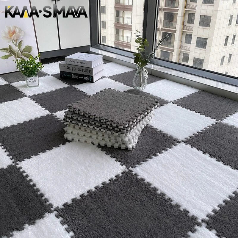30x30cm Plush Puzzle Foam Floor Mat - Interlocking Carpet Tiles