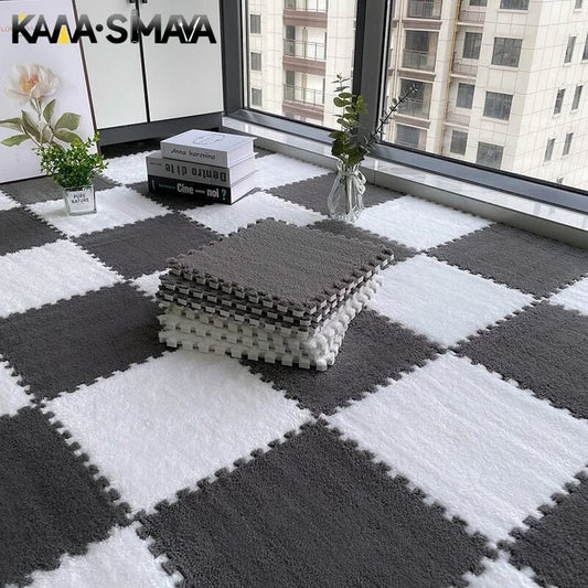 30x30cm Plush Puzzle Foam Floor Mat - Interlocking Carpet Tiles
