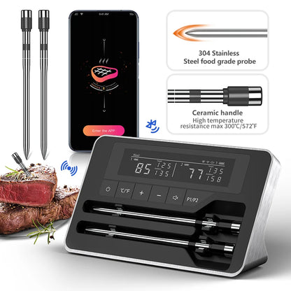 GrillSmart Bluetooth Wireless Meat Thermometer – Digital Probe with App, LCD Display for Oven, Smoker & BBQ