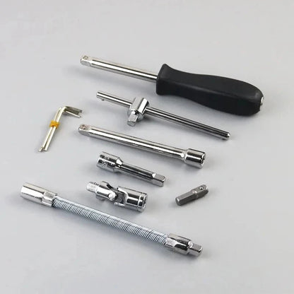 Professional 46-Piece Car Repair Tool Kit - Complete 1/4" Socket & Ratchet Set with Torque Wrench