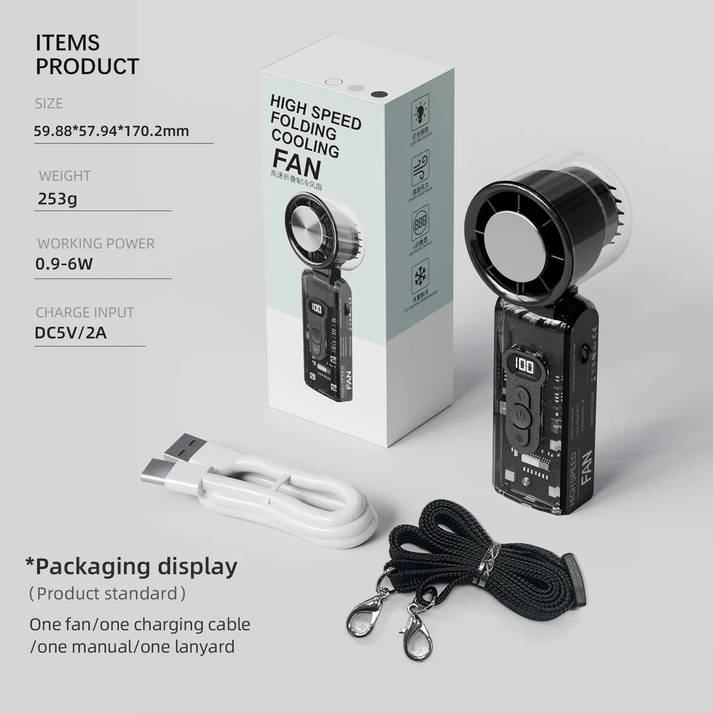 Arctic Breeze Portable Cooling Fan - USB Rechargeable Handheld Air Conditioner with Semiconductor Technology